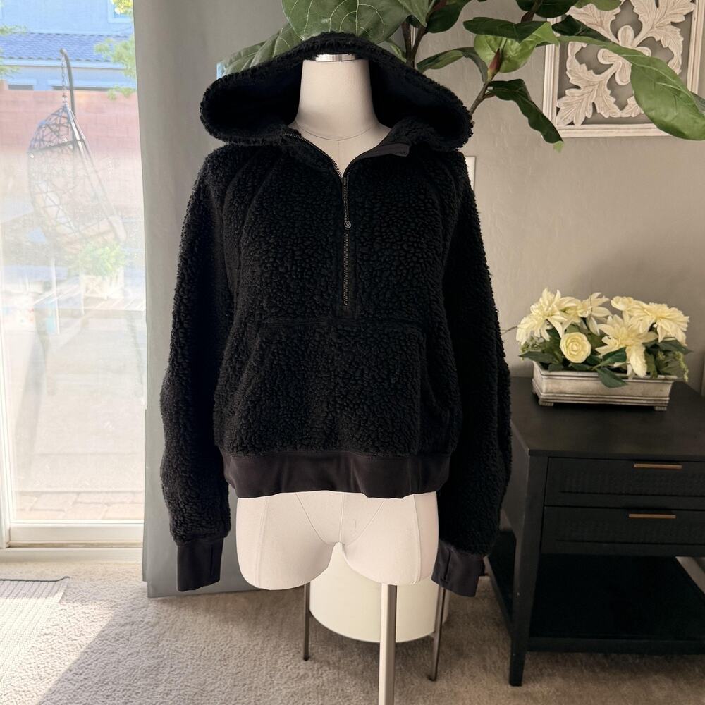 Lululemon Scuba Oversized Sherpa Half Zip Womens M/L Black Fleece Pullover